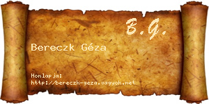 Bereczk Géza névjegykártya