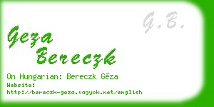 geza bereczk business card